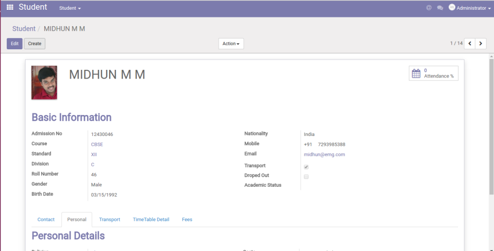 screenshot of Smart School ERP